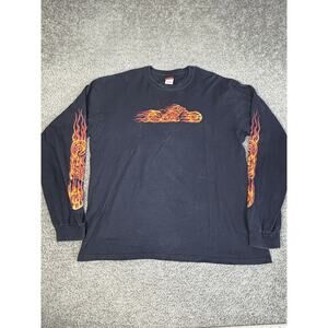 VTG Hot Leathers Shirt Mens XL Flame Motorcycle Graphic Long Sleeve Crewneck
